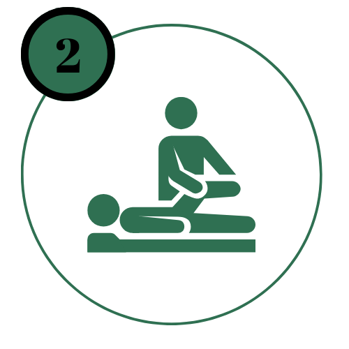 A green icon with a person sitting on a mat.